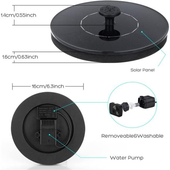 Solar Bird Bath Fountains Pump, Upgrade 1.4W Solar Fountain - Picture 6 of 7